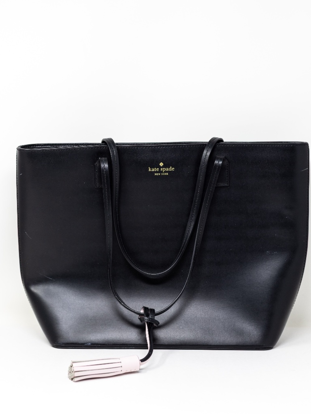 Kate Spade Seton Karla Genuine Smooth Leather Shoulder Purse Tote Bag Black
